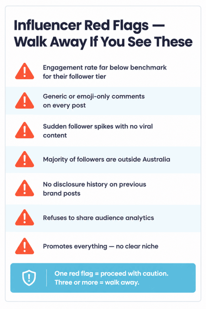 Influencer red flags checklist for Australian brands — warning signs to look for before partnering with a creator