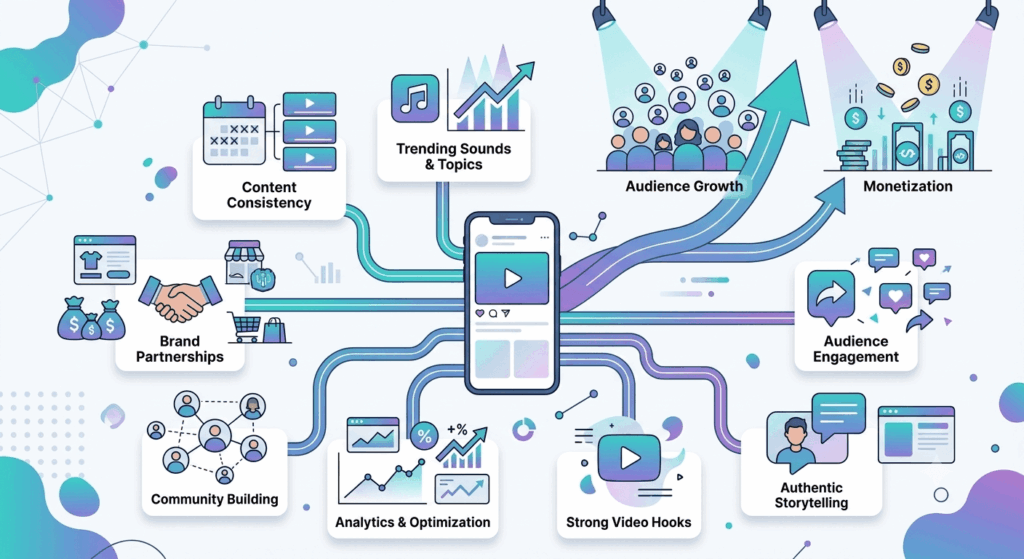 A modern analytical infographic comparing 'Surface Engagement' (likes, simple views) in orange tones with 'Deep Connection' (replies, shares, saves, conversion intent) in blues and teals, linking the quality of engagement to commercial potential.