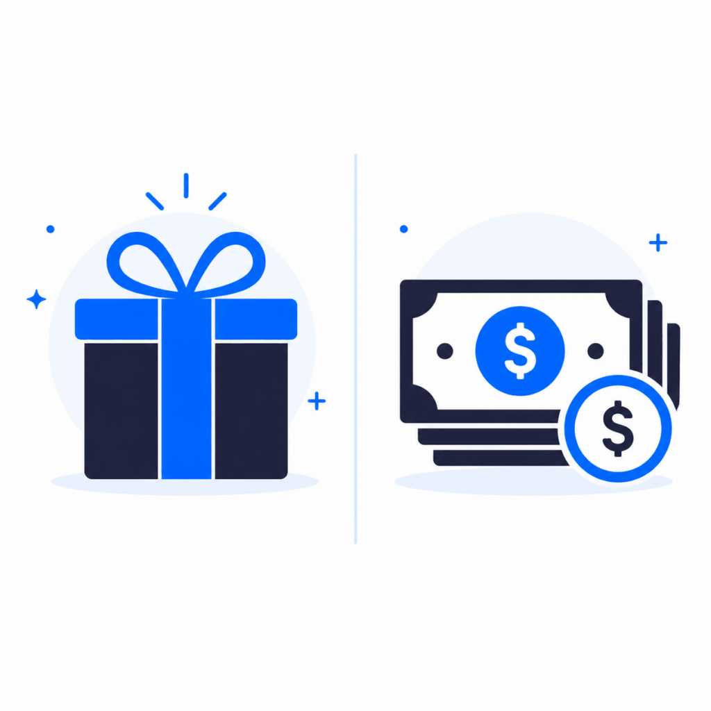 Comparison icons for gifted versus paid influencer campaign ROAS