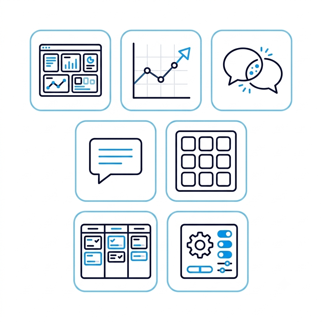 Icon grid representing seven influencer marketing platform options