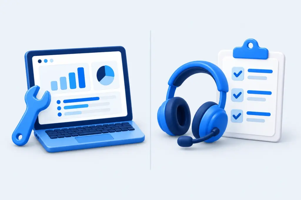 Comparison of self-serve and managed influencer marketing showing who does each campaign task