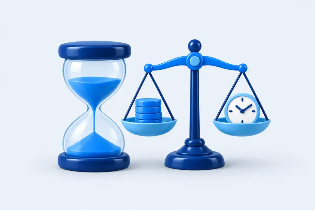 Hours test worked example comparing owner time cost with self-serve and managed plan prices